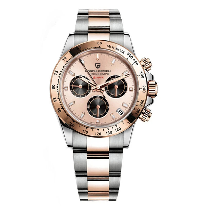 PAGANI DESIGN 2025 New Black Mens Watches Brand Luxury Quartz Watch For Men Chronograph Sports Waterproof Luminous Reloj Hombre