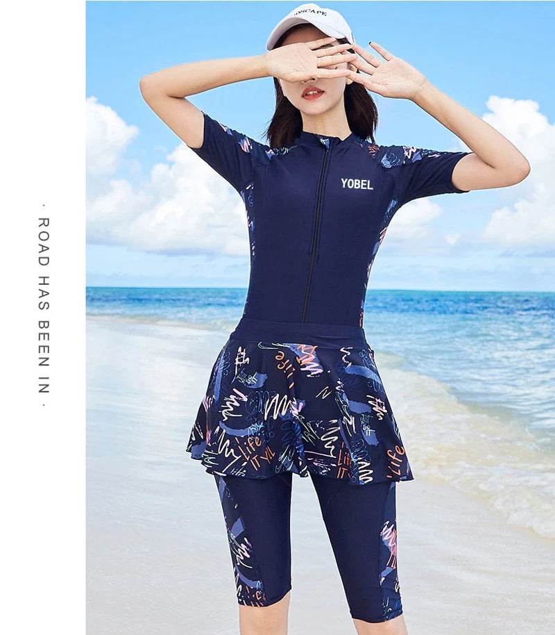 Fashion Burkini Turkey Sport Muslim Swimwear Plus Size Short Sleeve Islamic Swimsuit Women Modest Swim Skirt Swimming Suit - AIAZ