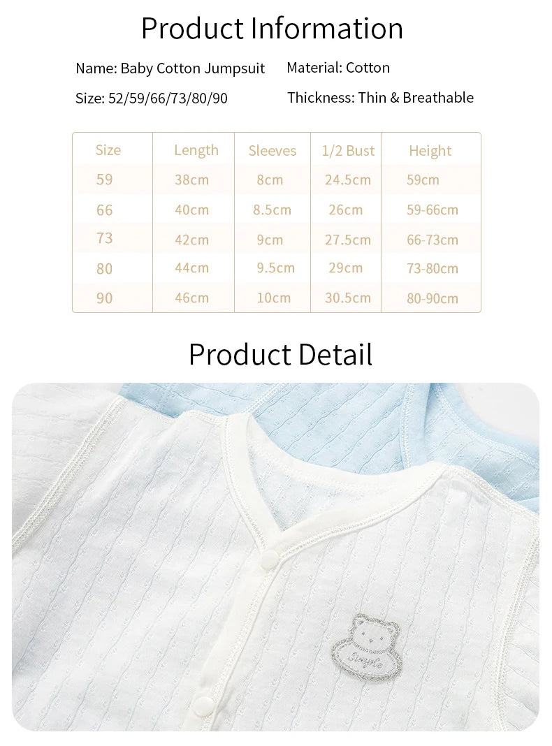 Newborn Baby Bodysuits for Boy Girl Summer Thin Outwear Casual Short Sleeve Toddler Kids Jumpsuits Children Clothes