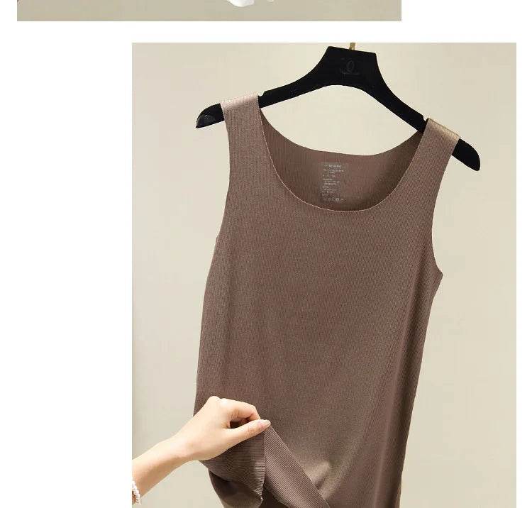 2021 Summer Women seamless Tank Tops O-Neck Casual Sleeveless Vest basic Tee Tops - AIAZ