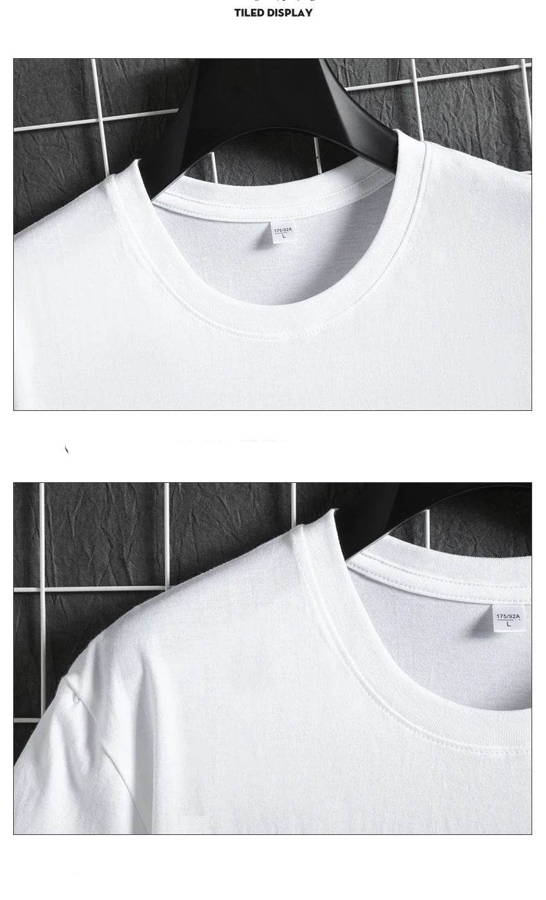 Mens T Shirts 2025 Male Summer Cotton Short Sleeve Fashion Bottoming Tops Round Neck White Tee Oversized T-shirt Men Clothing - AIAZ