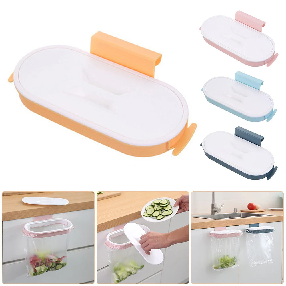 Portable Plastic Garbage Hanging Bag Kitchen Trash Storage Rack Bag Hook Scouring Pad Dry Shelf Holder Kitchen Organzier