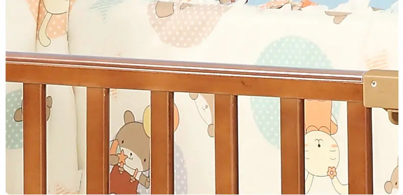 6 in 1 Convertible Crib and Changer, Multifunctional Pine Wood Baby Bed, 115*67*104CM, Newborn Cradle Cot