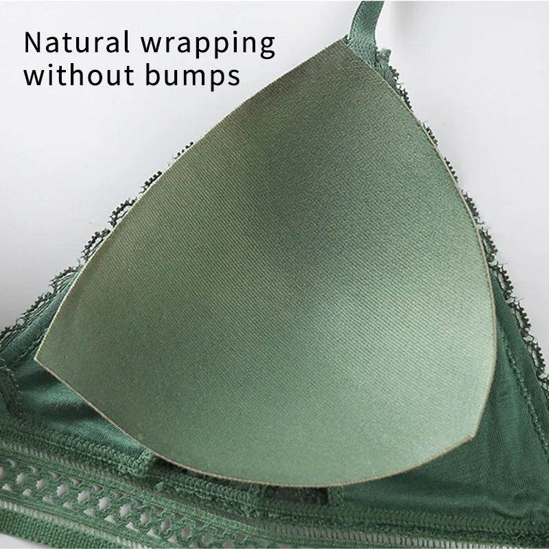 Women's Lace Bra Sets Seamless Underwear Backless Vest Sexy Padded Bralette Lingerie Ultrathin Bra & Brief Sets Female Intimates - AIAZ