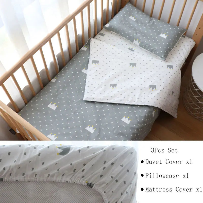 Baby Bedding Set Nordic Striped Star Crib Bedding Set With Bumper Cotton Soft Baby Bed Linen Items For Newborns Nursery Decor