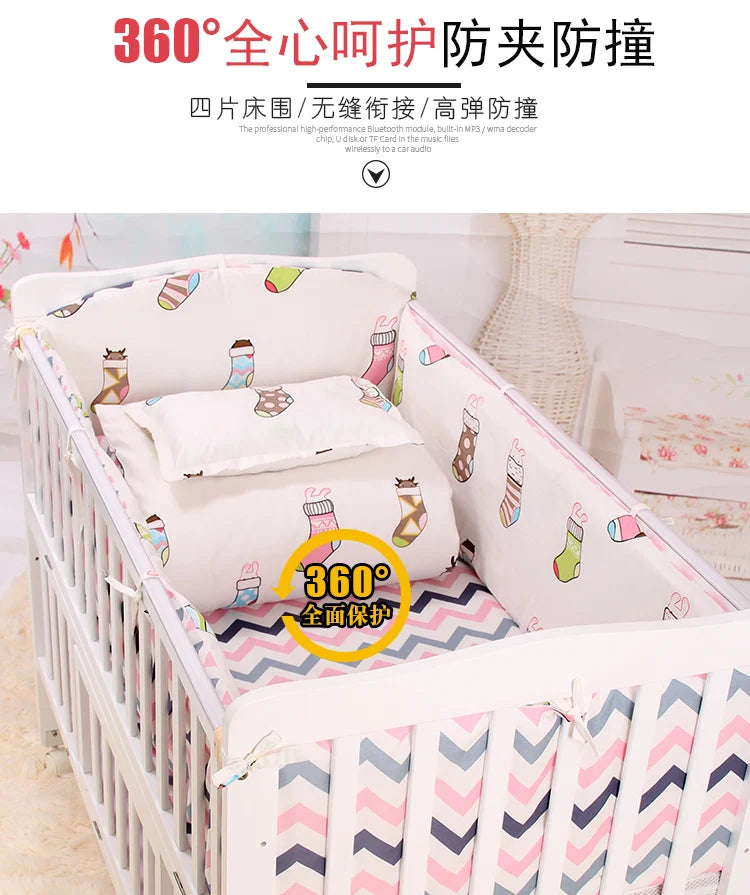 6/9pcs Elephant Baby Bedding Set Cotton Bedroom Decor Baby Girl Boy Crib Bed Linens Bed Bumper 120*60/120*70cm