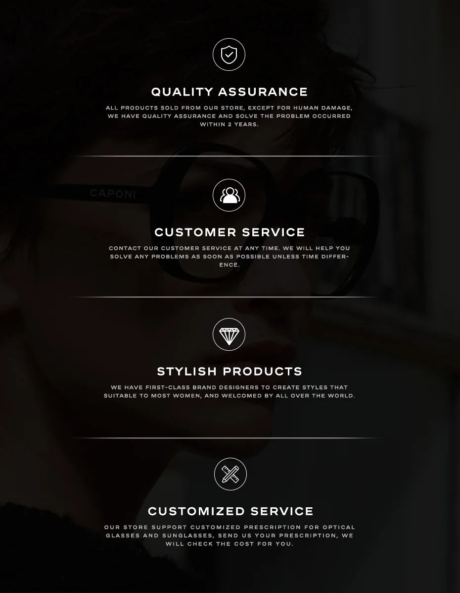 CAPONI Prescription Glasses Women Myopia Retro Light Weight Computer Anti Blue Light Glasses Photochromic Eyes Glasses PJ34022