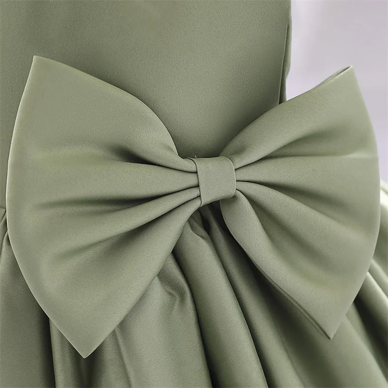 Big Bow Princess Sweet Kids Tutu Toddler Birthday Party Newborn Christening Children Baptism Baby Girls Clothes Summer Dresses