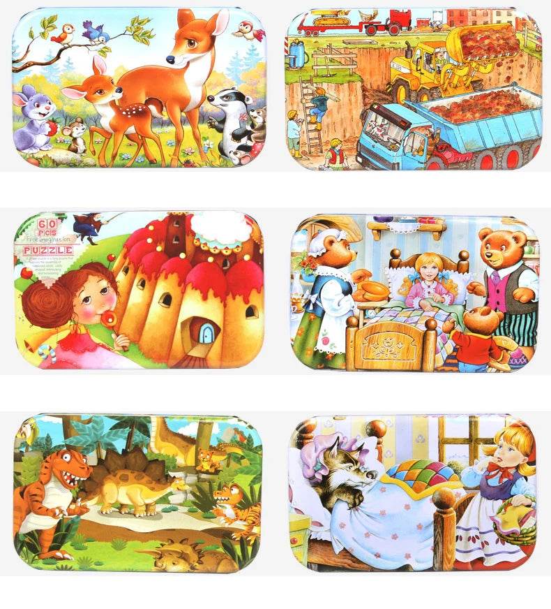 Hot New 60 Pieces Wooden Puzzle Toys for Children Cartoon Vehicle Animal Wood Jigsaw Baby Learning Educational Toy Kids Gift - AIAZ