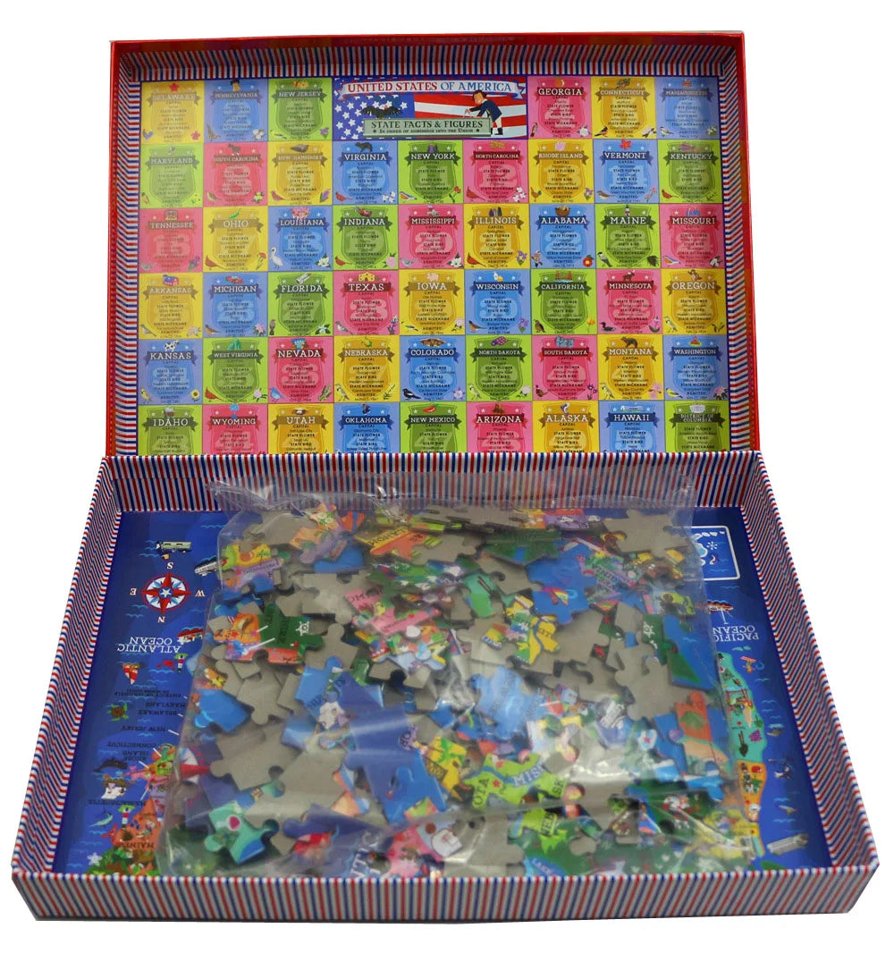 200pcs Jigsaw Puzzle United States World Map Paper Puzzles for Adults Children Decompression Game Kid Educational Gift Toys