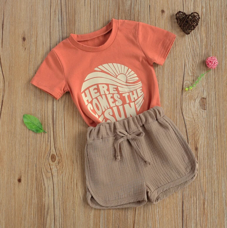 Citgeett Summer 0-4Y Casual Kids Boys Clothes Sets 2pcs Letter Pattern Printed Shorts Sleeve T Shirts Tops Shorts