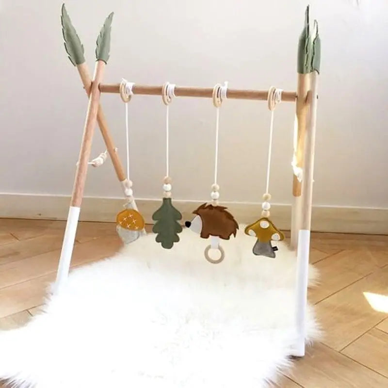3/4Pcs/Set Nordic Cartoon Baby Wooden Rabbit Ear Toy Pendant Gym Fitness Rack Ornament Toddler Infant Room Decorations
