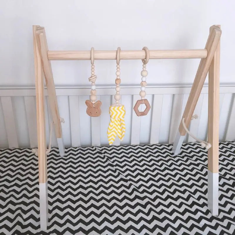 3/4Pcs/Set Nordic Cartoon Baby Wooden Rabbit Ear Toy Pendant Gym Fitness Rack Ornament Toddler Infant Room Decorations