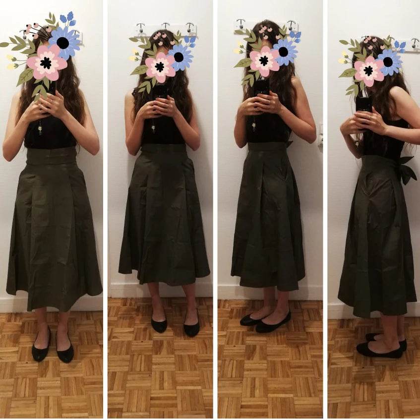 Shintimes Skirts Womens 2024 Korean Fashion Solid Color Big Swing Women Skirt Long Skirt Autumn Wild High Waist Bow Slim Skirts - AIAZ