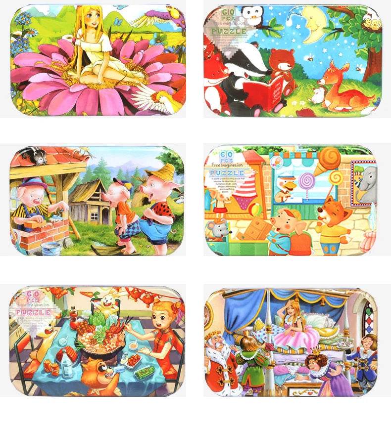 Hot New 60 Pieces Wooden Puzzle Toys for Children Cartoon Vehicle Animal Wood Jigsaw Baby Learning Educational Toy Kids Gift - AIAZ