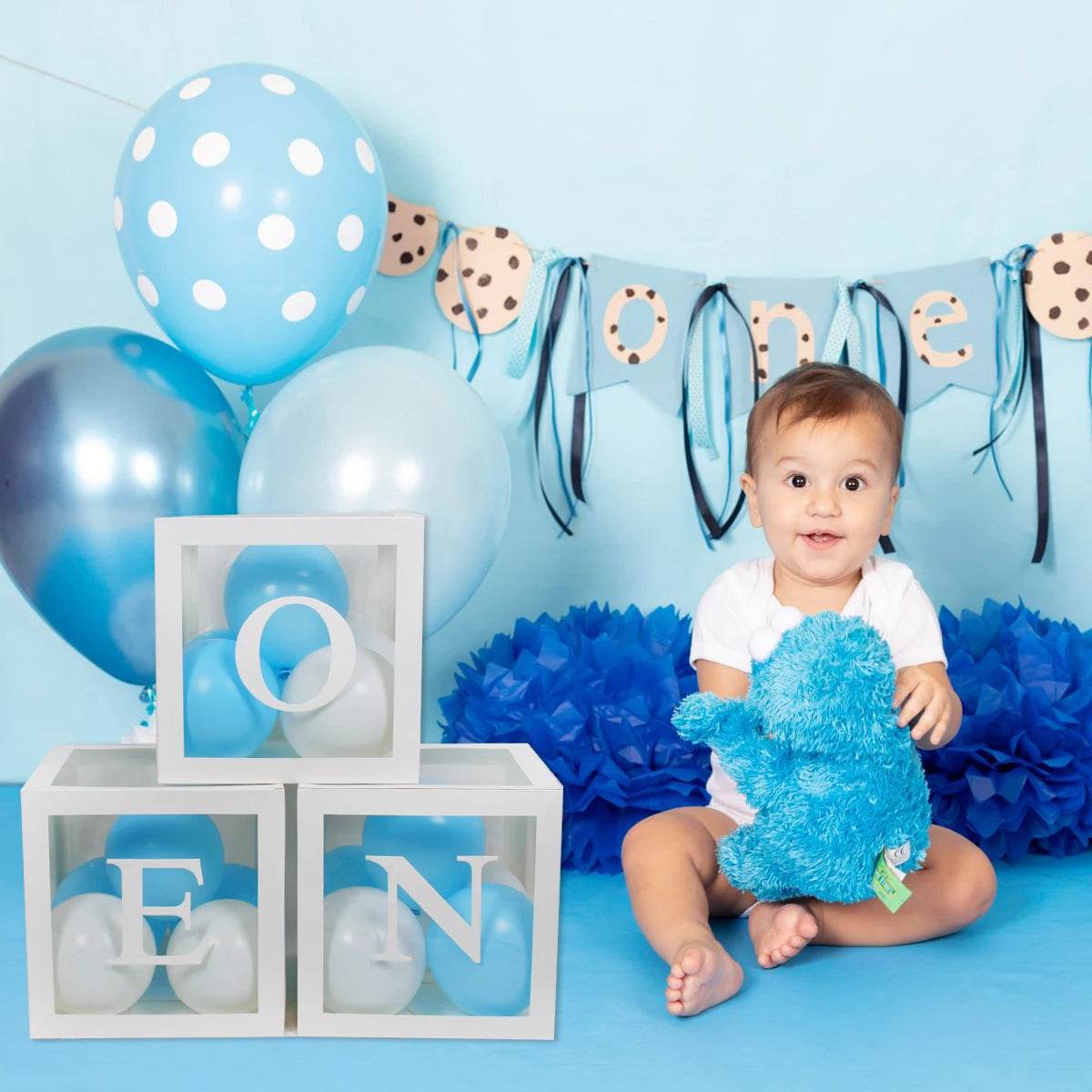 First Birthday Balloon Boxes For Party Decorations 1st Birthday Balloon Garland Decor with ONE Letter Boy Girl Baby Shower Decor - AIAZ