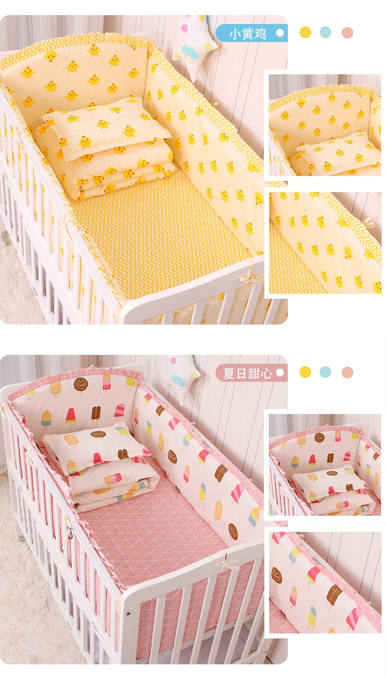 6/9pcs Elephant Baby Bedding Set Cotton Bedroom Decor Baby Girl Boy Crib Bed Linens Bed Bumper 120*60/120*70cm