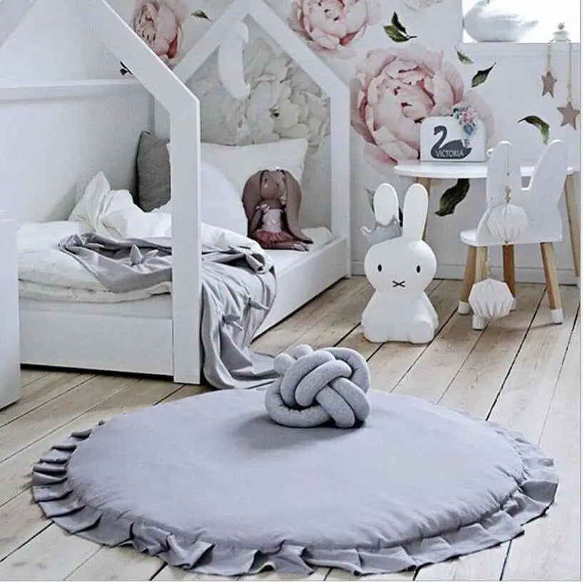 100cm Newborn Baby Padded Play Mats Soft Cotton Crawling Mat Girls Game Rugs Round Floor Carpet For Kids Interior Room Decorate