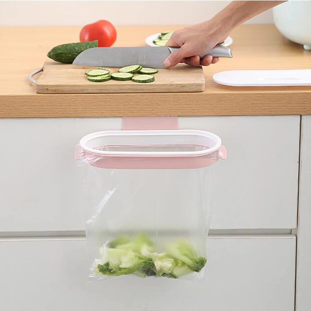 Portable Plastic Garbage Hanging Bag Kitchen Trash Storage Rack Bag Hook Scouring Pad Dry Shelf Holder Kitchen Organzier