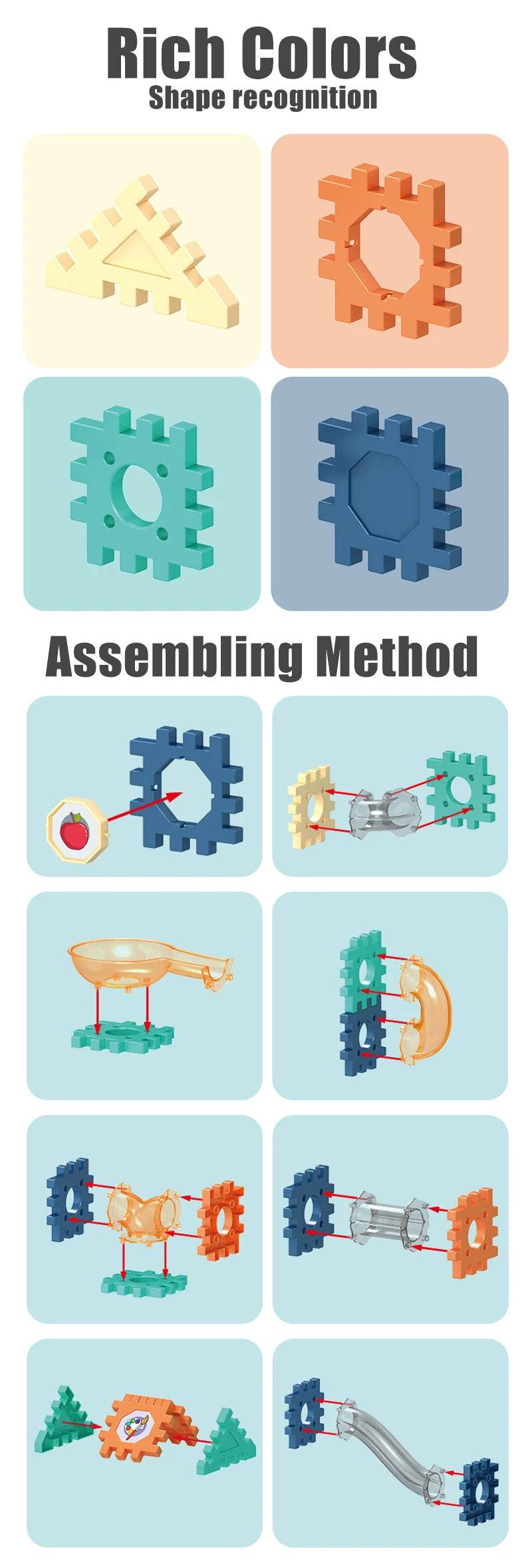 Marble Run Race Track Building Blocks Toys For Kids Labyrint Rolling Ball Funnel Slide Bricks Education Construct Toys Maze STEM - AIAZ
