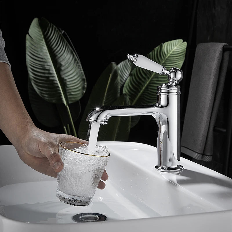 Bathroom Faucet Basin Mixer Black/Chrome Tap Single Handle Hot and Cold Water Brass Taps Becola Newest BR-2018A117