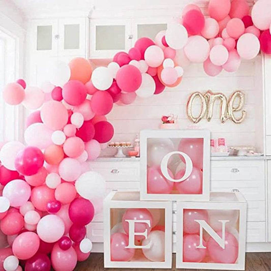 First Birthday Balloon Boxes For Party Decorations 1st Birthday Balloon Garland Decor with ONE Letter Boy Girl Baby Shower Decor - AIAZ