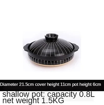 Ceramic Casserole Japanese Black Round 0.5-3L Multiple Size Cooking Pot Pan Household Kitchen Supplies Saucepan Cookware