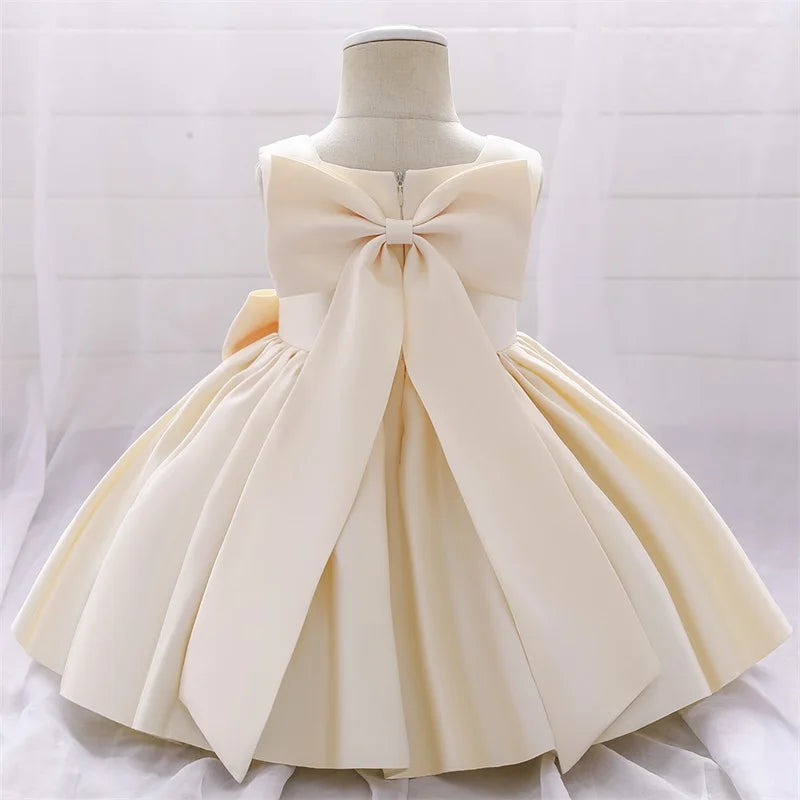 Big Bow Princess Sweet Kids Tutu Toddler Birthday Party Newborn Christening Children Baptism Baby Girls Clothes Summer Dresses