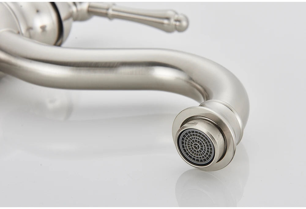 POIQIHY Antique Brass Basin Vessel Sink Faucet Deck Mounted One Hole Cold Hot Water Cold Hot Mixer Tap Bathroom Faucet  1 Hole