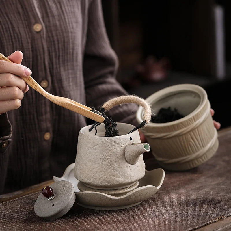 400ml Retro Japanese Kungfu Teapot Ceramic Tea Set Yixing Teapot Clay Puer Tea Pot and Cup Set Teeware Teware Water Kettle Pots