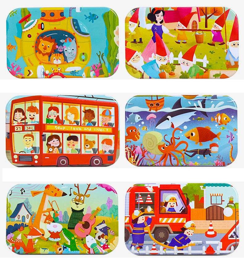 Hot New 60 Pieces Wooden Puzzle Toys for Children Cartoon Vehicle Animal Wood Jigsaw Baby Learning Educational Toy Kids Gift - AIAZ