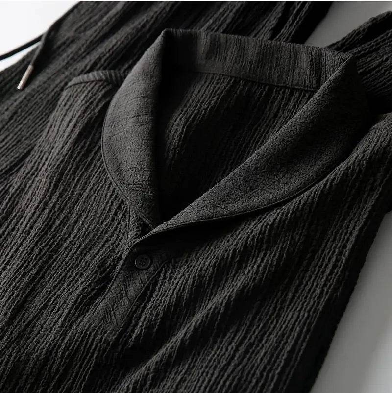 (Shirt + trousers)2025 summer men fashion classic shirt men's business casual fashion shirts men A set of clothes size M-4XL - AIAZ