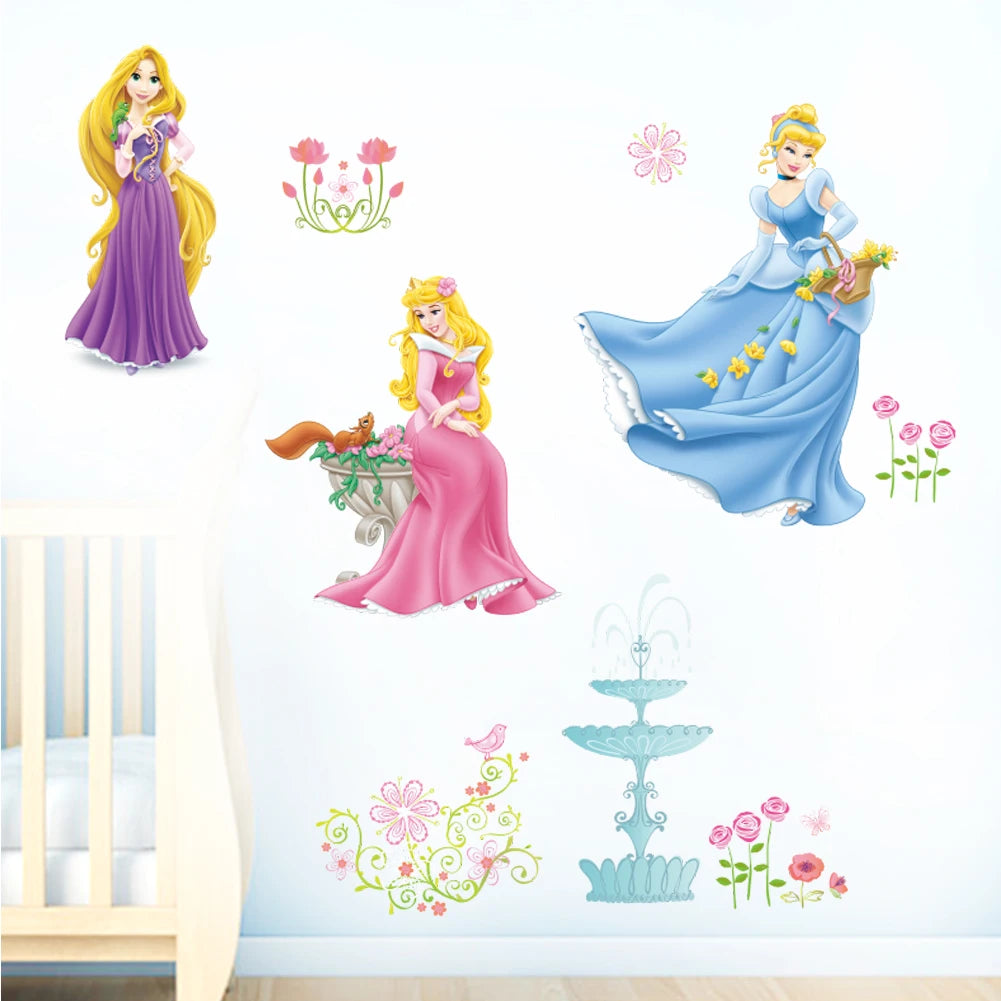 lovely castle Princess Wall Stickers For Kids Room Height Measure fairy tale Cartoon DIY Decoration Girl's Room Decoration gift