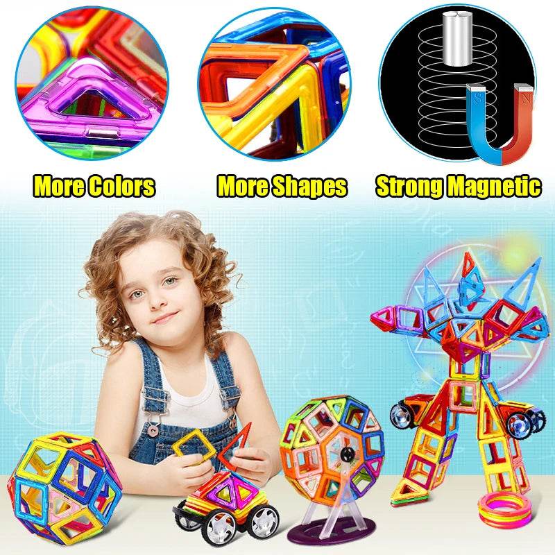 Magnets Toys for Kids Big Size Plus Magnetic Blocks for Children Designer Constructor Set Toys for Boys Building Blocks - AIAZ