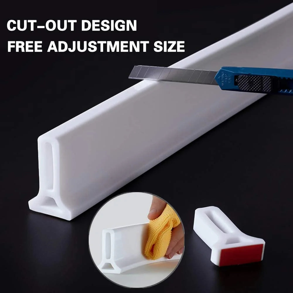 New 50mm Height Silicone Bathroom Water Stopper Barrier Non-slip Dry and Wet Separation Bendable Strip Sink Water Splash Guard