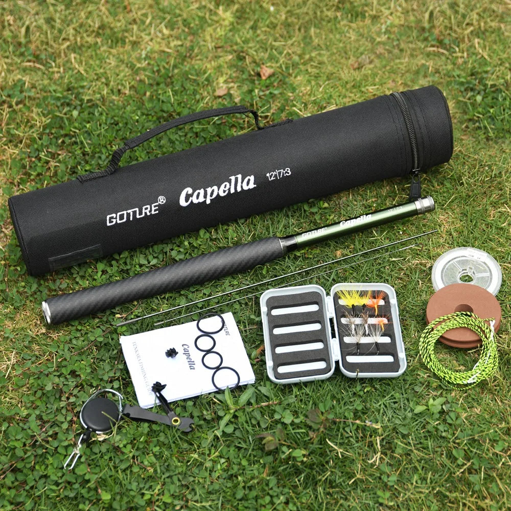 Goture Tenkara Fly Fishing Rod Combo 3.6m Ultralight Carbon Fiber Rod with Line Lure Clipper Portable Tenkara Rod Set Tackles