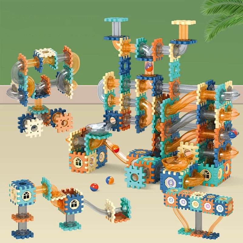 Marble Run Race Track Building Blocks Toys For Kids Labyrint Rolling Ball Funnel Slide Bricks Education Construct Toys Maze STEM - AIAZ