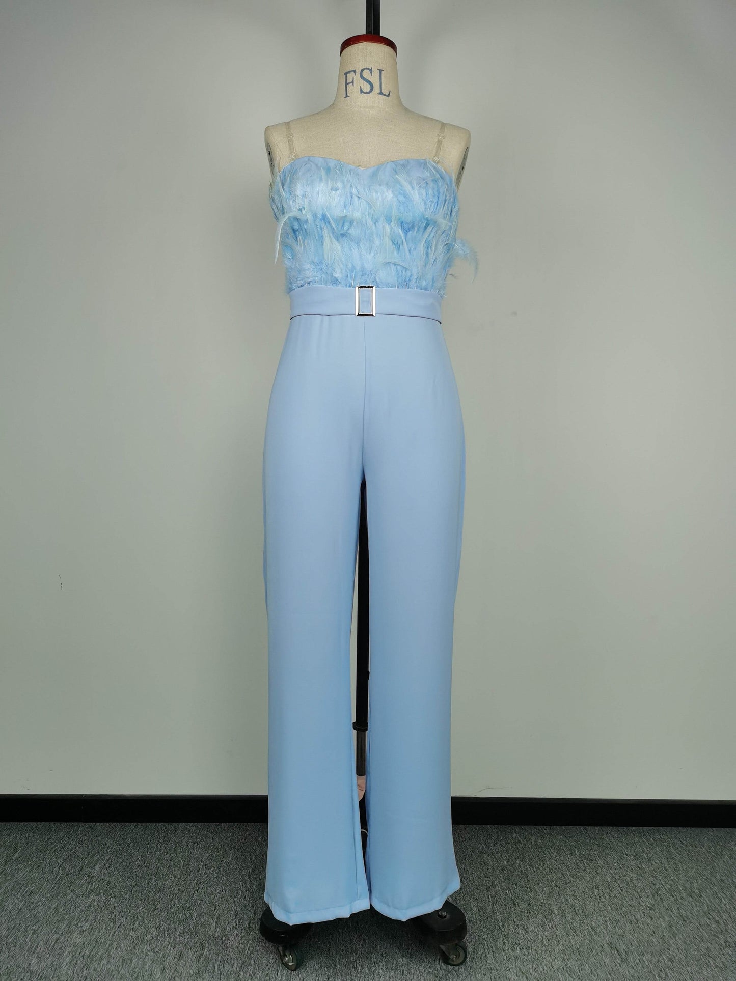 Jumpsuit Women Elegant Long Jumpsuit Strapless Slash Neck Feather Tube Top Sexy Fashion Party Night Evening Jumpsuit 2021 Summer - AIAZ