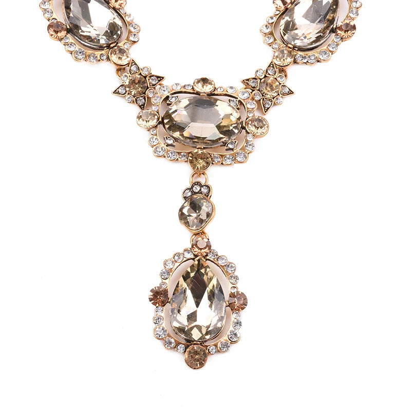 Luxury Austrian Crystal Glass Choker Necklace Women Jewelry Best Friendship Statement Necklaces Pendants For Bridal Wedding