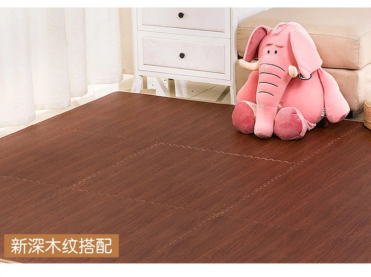 Wooden Baby EVA Foam Play Gym Puzzle Mat Interlocking Exercise Tiles Crawling Carpet for Kids Game Activity Soft Floor 30x30x1cm