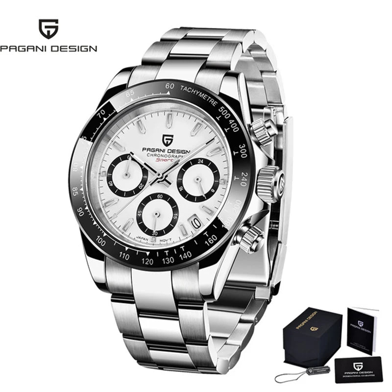 PAGANI DESIGN 2025 New Black Mens Watches Brand Luxury Quartz Watch For Men Chronograph Sports Waterproof Luminous Reloj Hombre