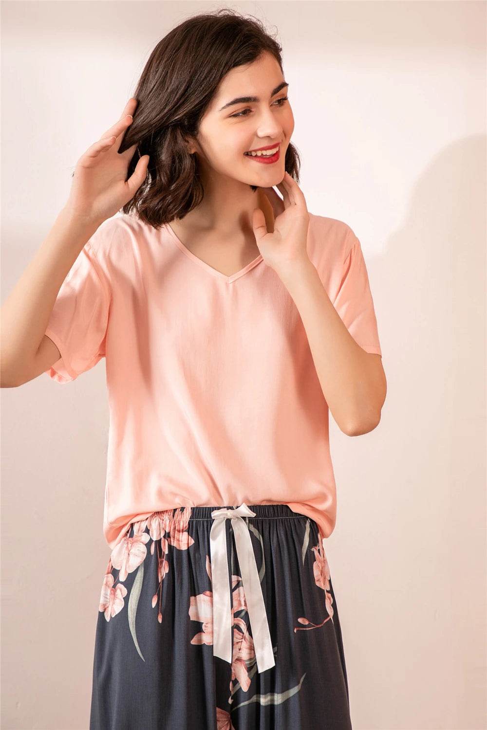 Breathable 2PCS Pajama Short Sleeve Printed Pijama Mujer Femme Loose Nightwear Suit Female Casual Homewear Pajama Set For Women - AIAZ