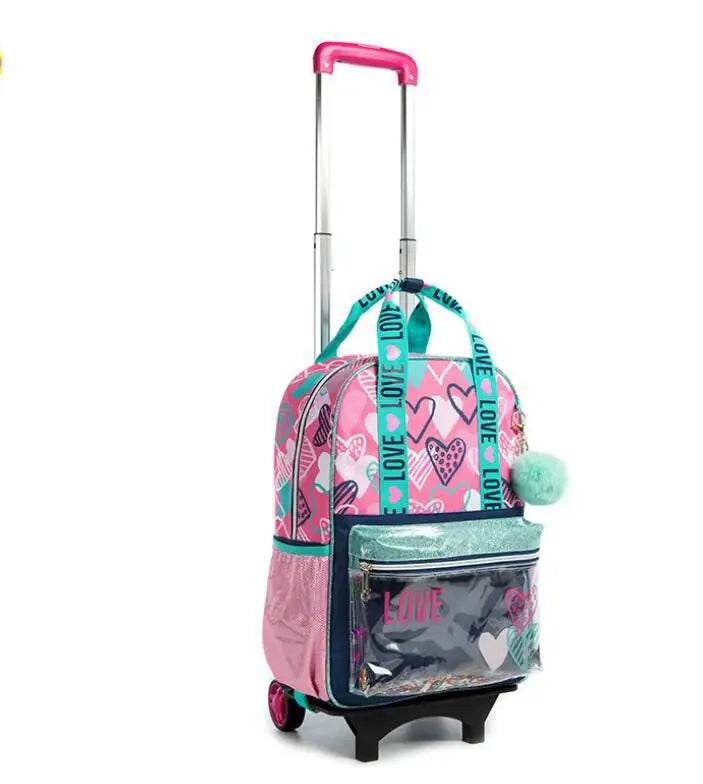 School Wheeled backpack Bag School bag with wheels Trolley Satchel bag Kids School Rolling backpack for girls School Trolley Bag - AIAZ