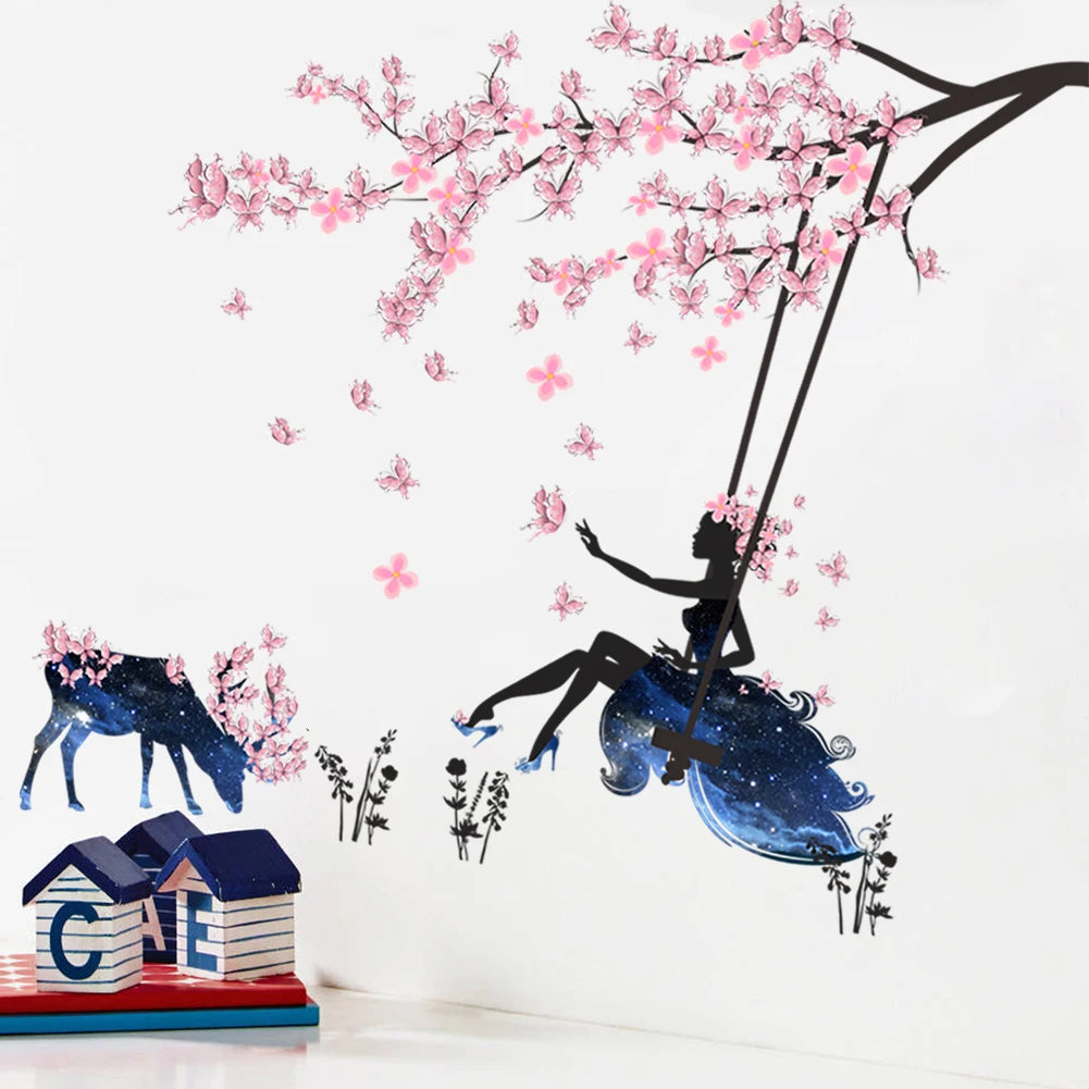 lovely castle Princess Wall Stickers For Kids Room Height Measure fairy tale Cartoon DIY Decoration Girl's Room Decoration gift