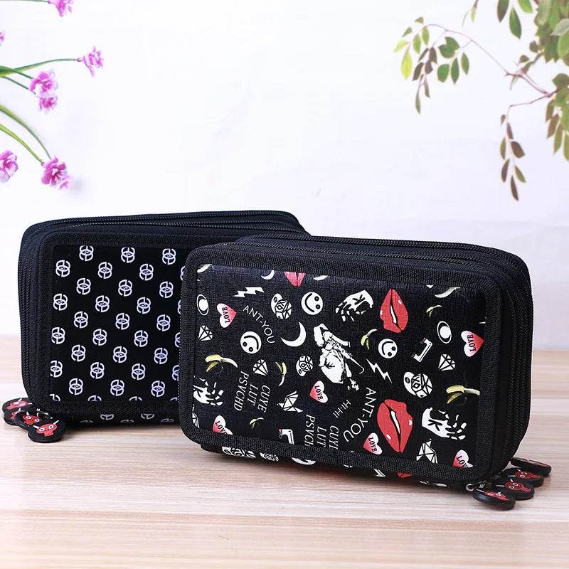 School Pencil Case Supplies Kit 36/48/72 Slot Stationery Pencilcase for Girls Compartment Pen Box Large Cartridge Bag Acsesories - AIAZ