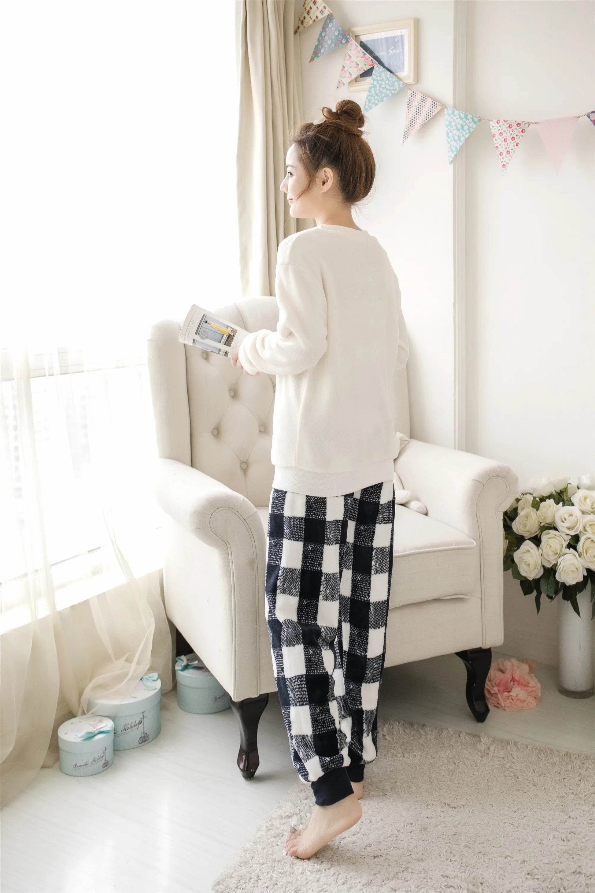 Women Pajamas Autumn Winter Flannel Warm Woman Sleepwear Korean cute Cartoon Pajama Set Fashion Pijama Mujer Home Cloth Pyjamas - AIAZ