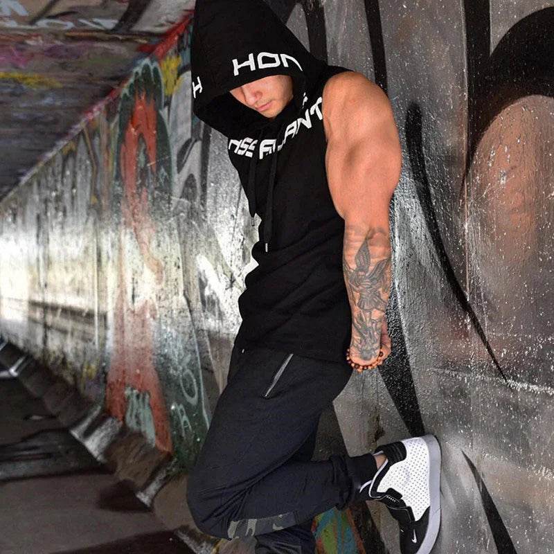 Men Tank Tops Gym Clothing Fitness Sleeveless hoodies Vests Cotton Singlets Men Joggers vest Bodybuilding casual Clothing - AIAZ