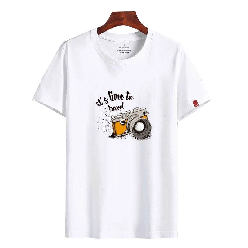 Mens T Shirts 2025 Male Summer Cotton Short Sleeve Fashion Bottoming Tops Round Neck White Tee Oversized T-shirt Men Clothing - AIAZ
