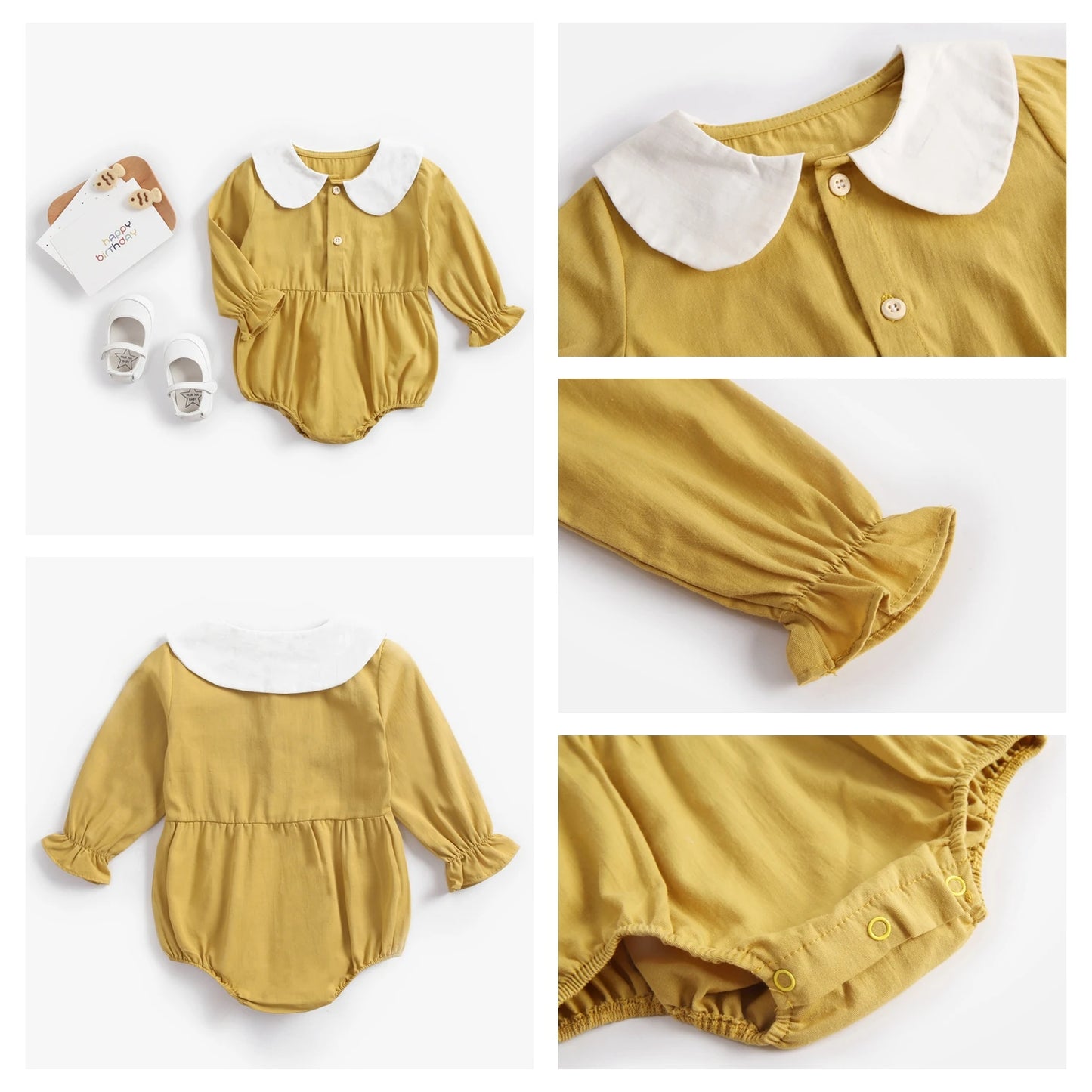 Sanlutoz Princess Newborn Baby Girl Bodysuits Long Sleeve Cotton Baby Clothes Flowers Plaid Cute