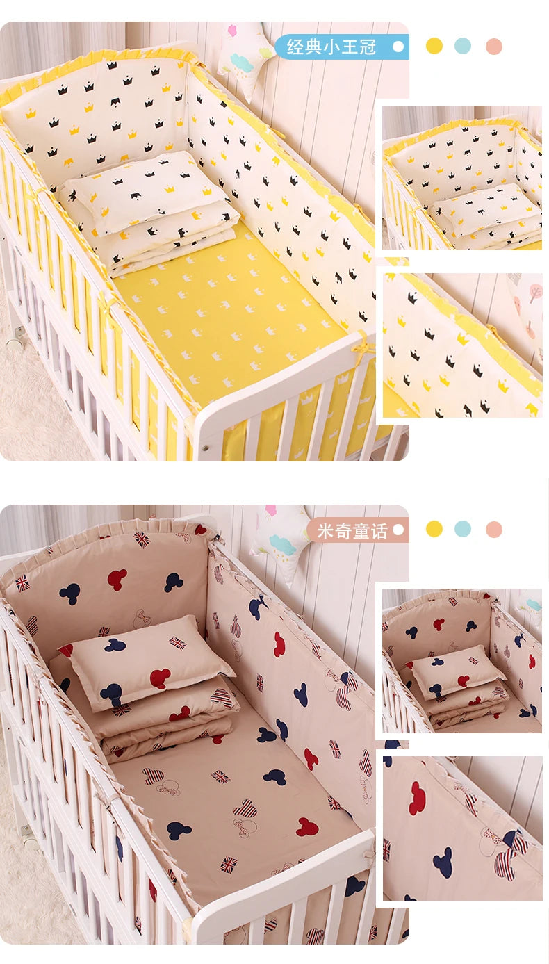6/9pcs Elephant Baby Bedding Set Cotton Bedroom Decor Baby Girl Boy Crib Bed Linens Bed Bumper 120*60/120*70cm